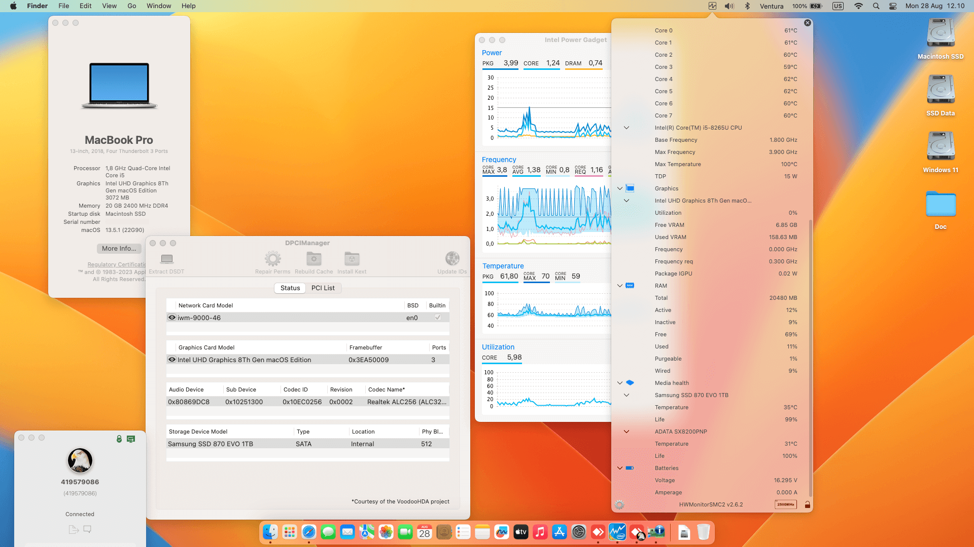 Success Hackintosh macOS Ventura 13.5.1 Build 22G90 in Acer Swift SF314-56G-53XX
